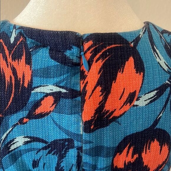 J Crew Floral Blue and Red Sleeveless Dress - Picture 5 of 7